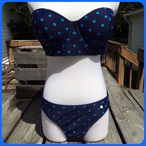 AEO Navy/Blue Polka-Dot Underwire Push-up Bikini! NEW!